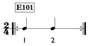 Quarter note exercise in 2/4 time - Time Lines Exercise E101