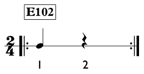 Quarter note and quarter rest exercise in 2/4 time - Time Lines Exercise E102