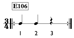 Quarter note and quarter rest exercise in 3/4 time - Time Lines Exercise E106