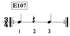 Quarter note and quarter rest exercise in 3/4 time - Time Lines Exercise E107