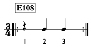 Quarter note and quarter rest exercise in 3/4 time - Time Lines Exercise E108