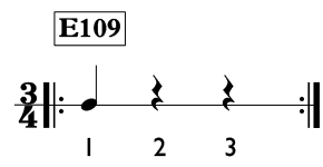Quarter note and quarter rest exercise in 3/4 time - Time Lines Exercise E109