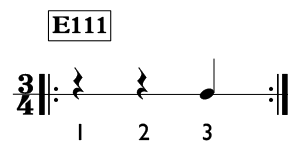 Quarter note and quarter rest exercise in 3/4 time - Time Lines Exercise E111