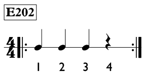 Quarter note and quarter rest exercise in 4/4 time - Time Lines Exercise E202