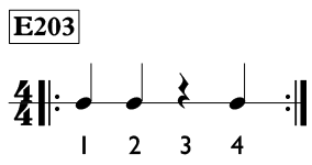 Quarter note and quarter rest exercise in 4/4 time - Time Lines Exercise E203