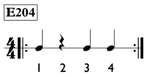 Quarter note and quarter rest exercise in 4/4 time - Time Lines Exercise E204
