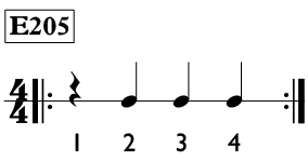 Quarter note and quarter rest exercise in 4/4 time - Time Lines Exercise E205