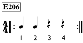 Quarter note and quarter rest exercise in 4/4 time - Time Lines Exercise E206