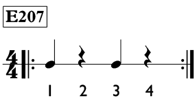 Quarter note and quarter rest exercise in 4/4 time - Time Lines Exercise E207