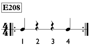 Quarter note and quarter rest exercise in 4/4 time - Time Lines Exercise E208