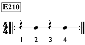 Quarter note and quarter rest exercise in 4/4 time - Time Lines Exercise E210