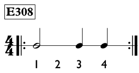 Half note exercise in 4/4 time - Time Lines Exercise E308