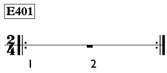 Whole rest exercise in 2/4 time - Time Lines Exercise E401