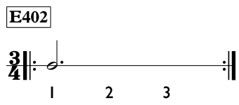 Dotted half note exercise in 3/4 time - Time Lines Exercise E402