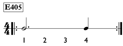 Dotted half note exercise in 4/4 time - Time Lines Exercise E405