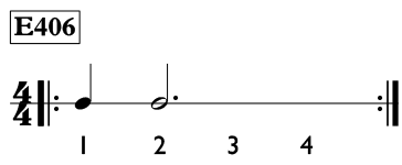 Dotted half note exercise in 4/4 time - Time Lines Exercise E406
