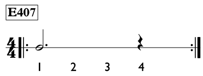 Dotted half note exercise in 4/4 time - Time Lines Exercise E407