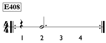 Dotted half note exercise in 4/4 time - Time Lines Exercise E408