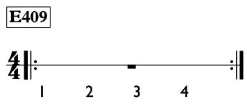 Whole rest exercise in 4/4 time - Time Lines Exercise E409