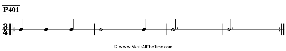 Rhythm pattern with dotted half notes in 3/4, Time Lines P401