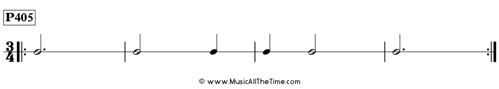 Rhythm pattern with dotted half notes in 3/4, Time Lines P405