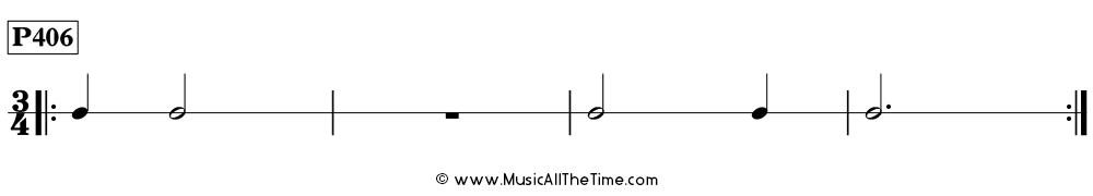Rhythm pattern with dotted half notes in 3/4, Time Lines P406