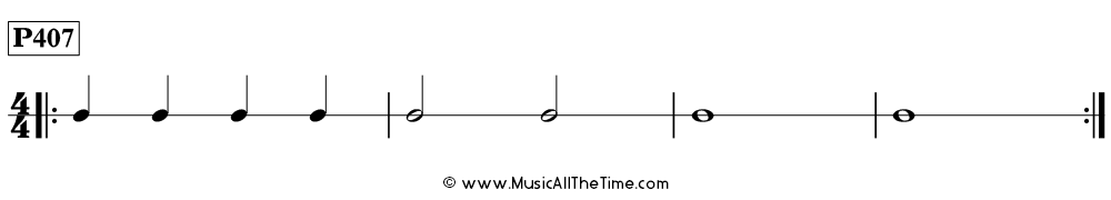 Rhythm pattern with whole notes in 4/4, Time Lines P407