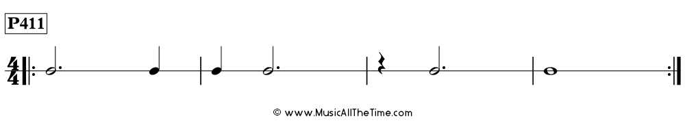 Rhythm pattern with dotted half notes in 4/4, Time Lines P411