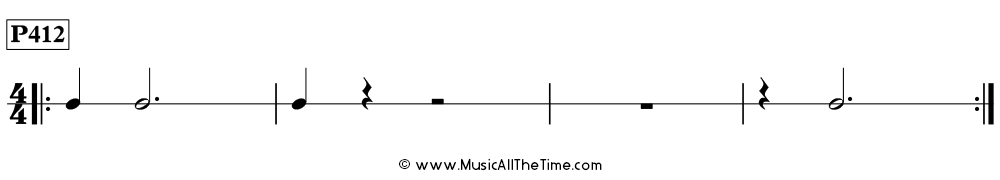 Rhythm pattern with dotted half notes in 4/4, Time Lines P412