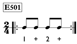 Eighth note exercise in 2/4 time - Time Lines Exercise E501