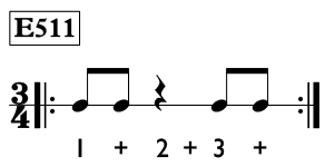 Eighth note exercise in 3/4 time - Time Lines Exercise E511