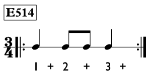 Eighth note exercise in 3/4 time - Time Lines Exercise E514