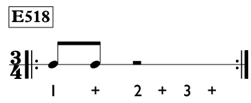 Eighth note exercise in 3/4 time - Time Lines Exercise E518