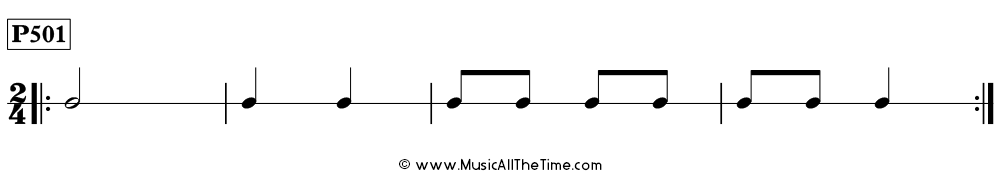 Rhythm pattern with eighth notes in 2/4, Time Lines P501