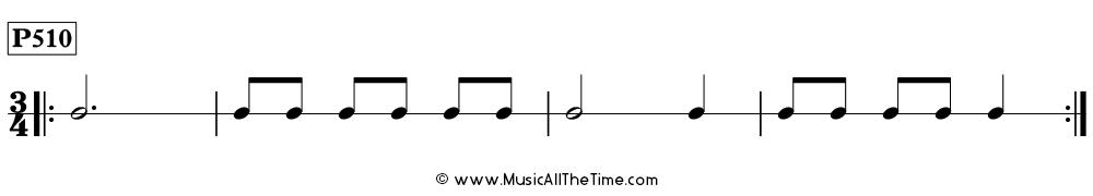 Rhythm pattern with eighth notes in 3/4, Time Lines P510