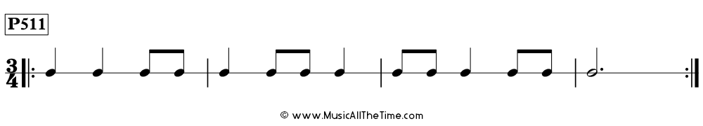 Rhythm pattern with eighth notes in 3/4, Time Lines P511