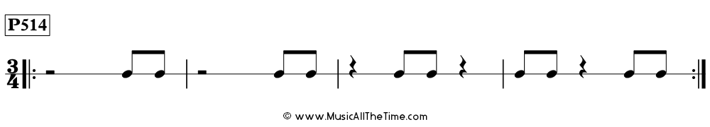 Rhythm pattern with eighth notes in 3/4, Time Lines P514