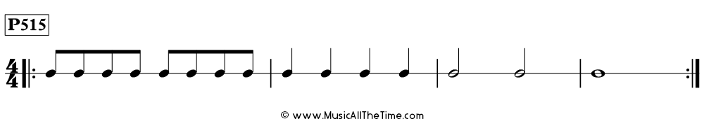 Rhythm pattern with eighth notes in 4/4, Time Lines P515