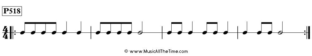 Rhythm pattern with eighth notes in 4/4, Time Lines P518