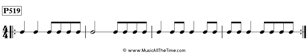 Rhythm pattern with eighth notes in 4/4, Time Lines P519