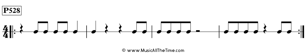 Rhythm pattern with eighth notes in 4/4, Time Lines P528