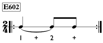 Dotted quarter note exercise in 2/4 time - Time Lines Exercise E602