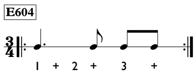 Dotted quarter note exercise in 3/4 time - Time Lines Exercise E604