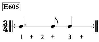 Dotted quarter note exercise in 3/4 time - Time Lines Exercise E605