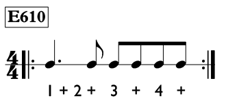 Dotted quarter note exercise in 4/4 time - Time Lines Exercise E610