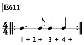 Dotted quarter note exercise in 4/4 time - Time Lines Exercise E611