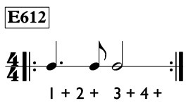 Dotted quarter note exercise in 4/4 time - Time Lines Exercise E612