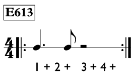 Dotted quarter note exercise in 4/4 time - Time Lines Exercise E613
