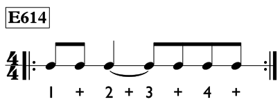 Dotted quarter note exercise in 4/4 time - Time Lines Exercise E614