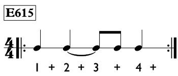 Dotted quarter note exercise in 4/4 time - Time Lines Exercise E615